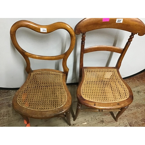 227 - 2 VICTORIAN MAHOGANY BEDROOM CHAIRS WITH WOVEN SEATS