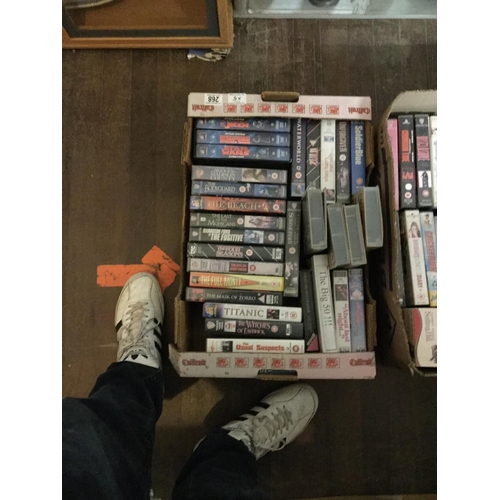 268 - 5 BOXES OF VIDEOS, DVD'S, CD'S ETC