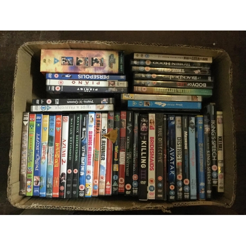 268 - 5 BOXES OF VIDEOS, DVD'S, CD'S ETC