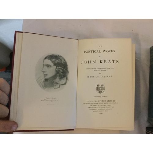 277 - QTY OF POETRY BOOKS TO INCLUDE KEATS, ROBERT BROWNING, KIPLING, MILTON, TENNYSON,