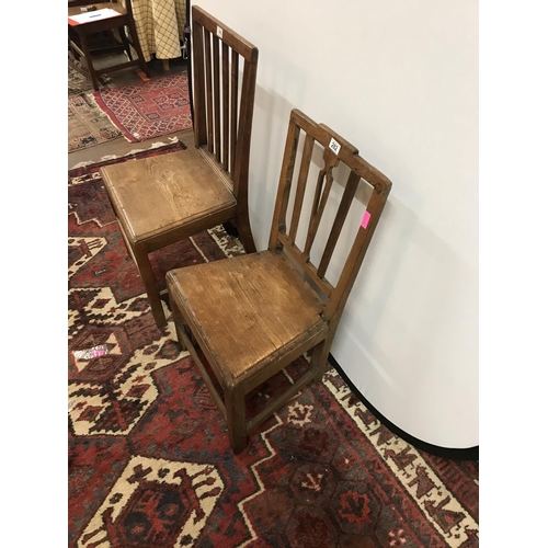 282 - 2 OAK STRETCHERED GEORGAIN HALL CHAIRS