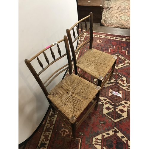 287 - 2 EARLY COUNTRY STYLE STRETCHERED CHAIRS