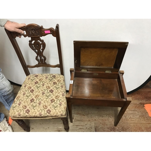 292 - EDWARDIAN MAHOGANY CHAIR & PIANO STOOL