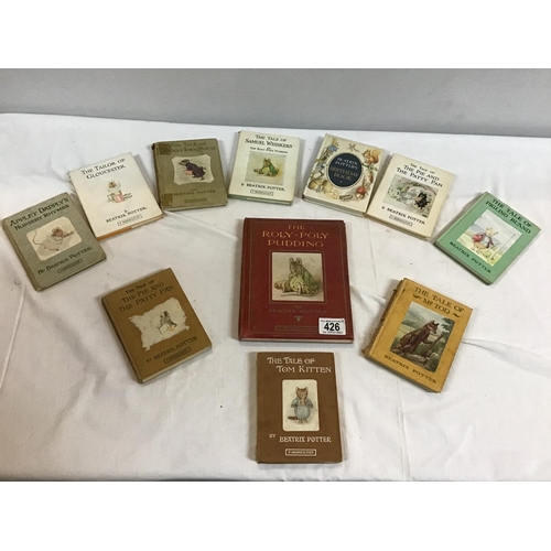 426 - QTY OF VINTAGE BEATRIX POTTER BOOKS TO INCLUDE AN EARLY COPY OF THE ROLY POLY PUDDING