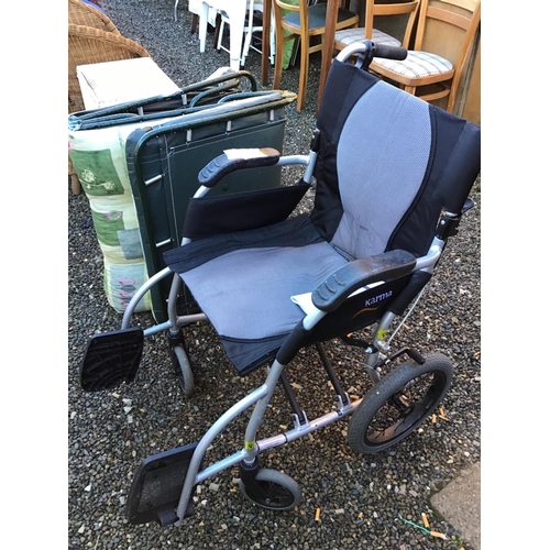 17 - KARMA FOLDING WHEELCHAIR AND FOLDING SUN LOUNGER