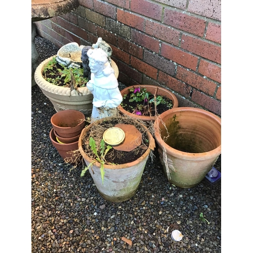 3 - GARDEN POTS AND A GARDEN STATUE