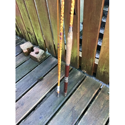 31 - VINT CANE 3 PIECE FISHING ROD WITH BRASS FITTINGS