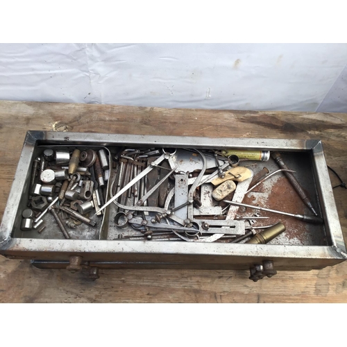 37 - VINT TOOL BOX TO INCLUDE ENGINEERS TOOLS