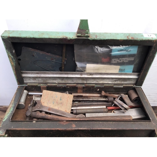 37 - VINT TOOL BOX TO INCLUDE ENGINEERS TOOLS