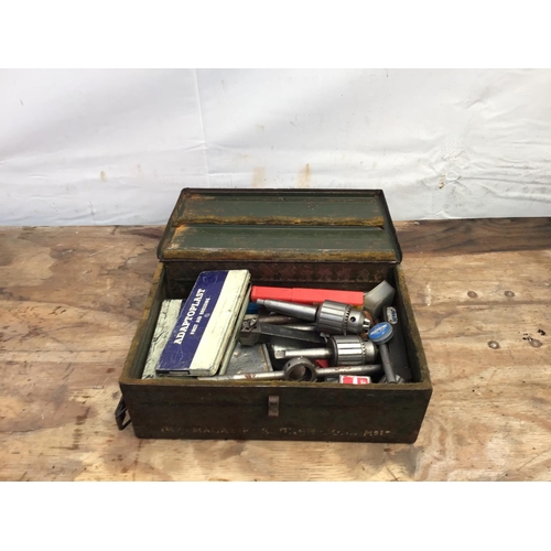 50 - METAL BOX TO INCLUDE ENGINEERS TOOLS ETC