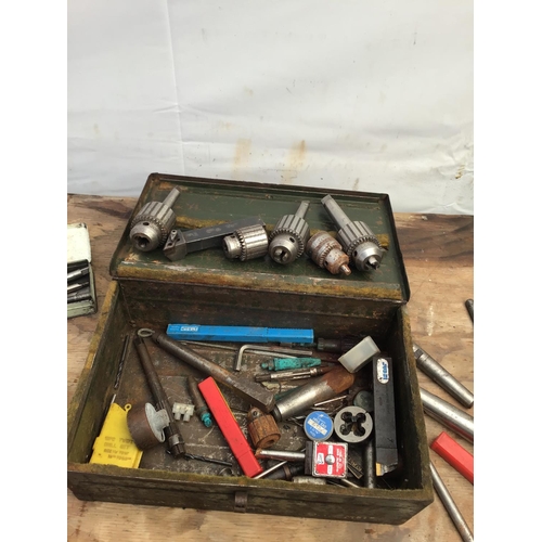 50 - METAL BOX TO INCLUDE ENGINEERS TOOLS ETC