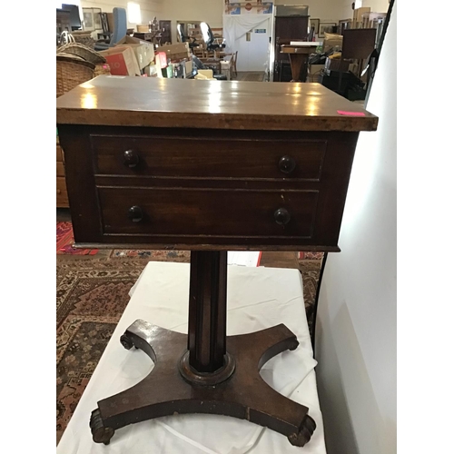 324 - VICTORIAN MAHOGANY PEDESTAL SOFA TABLE WITH 2 DRAWERS A/F