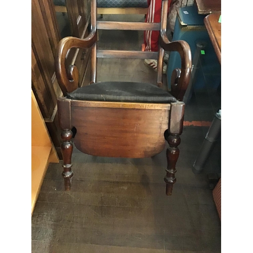 327 - VICTORIAN MAHOGANY ARMCHAIR COMMODE