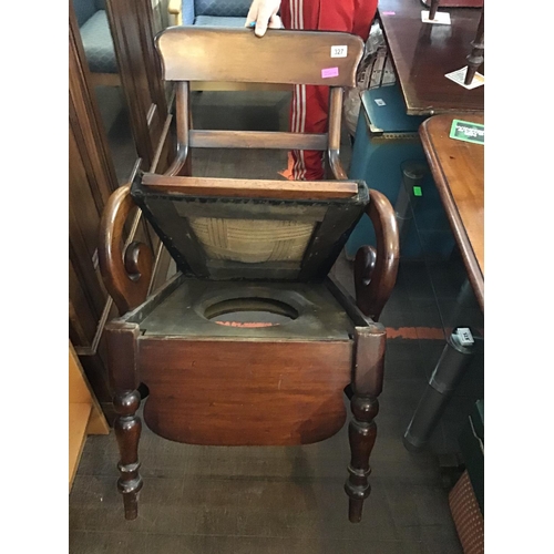 327 - VICTORIAN MAHOGANY ARMCHAIR COMMODE