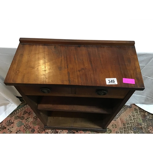 349 - REPRO MAHOGANY BOOKCASE WITH 2 DRAWERS TO TOP