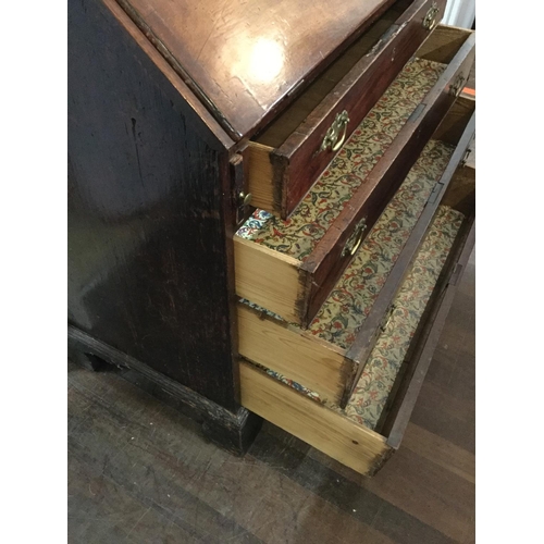 377 - GEORGIAN MAHOGANY BUREAU FITTED TO INTERIOR