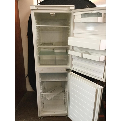 379 - UPRIGHT FRIDGE FREEZER W/O (MIDDLE PANNEL BETWEEN DOORS MISSING)