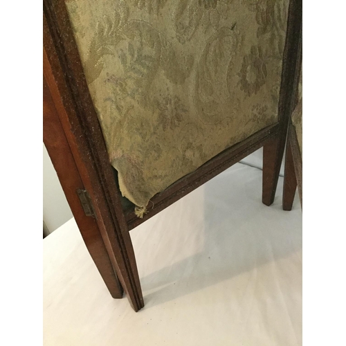 391 - EDWARDIAN MAHOGANY FOLDING TAPESTRY SCREE