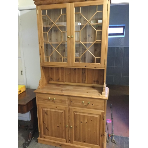 424 - MODERN PINE GLAZED DRESSER A/F