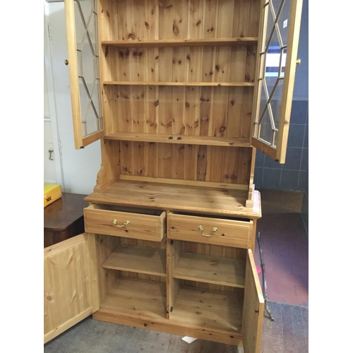 424 - MODERN PINE GLAZED DRESSER A/F