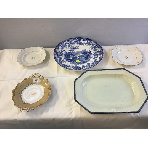 14 - QTY OF VICTORIAN CHINA TO INCLUDE A VICTORIAN MINTONS CHARGER