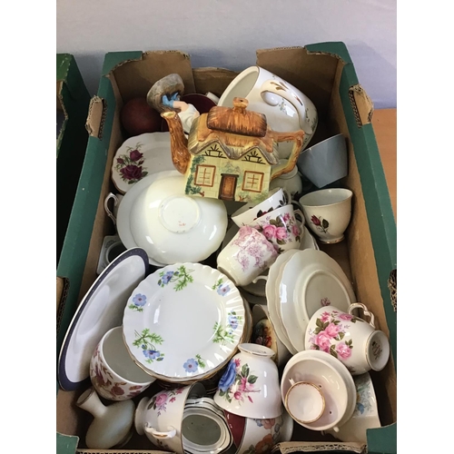 8 - 2 BOXES OF CHINA TO INCLUDE COTTAGEWARE TEAPOT ETC