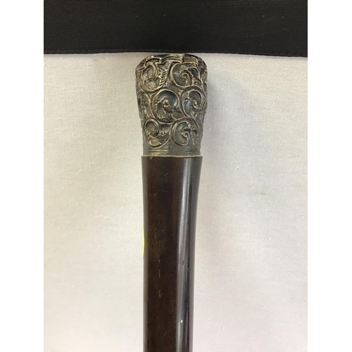 40 - VICTORIAN HALLMARK SILVER HANDLED WALKING CANE