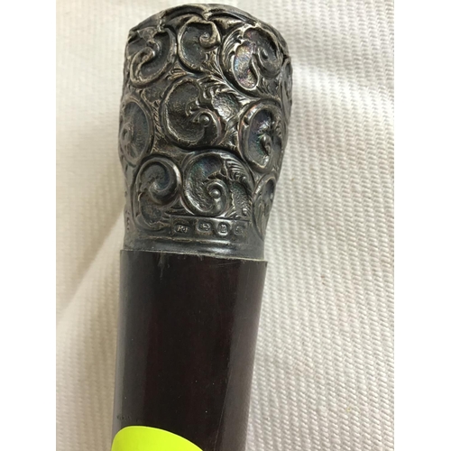 40 - VICTORIAN HALLMARK SILVER HANDLED WALKING CANE