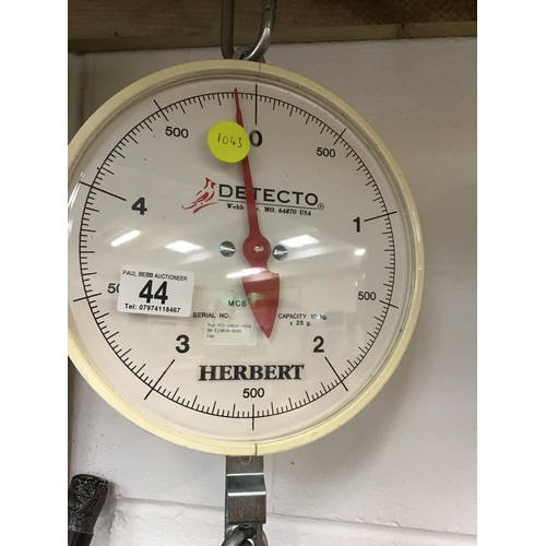 44 - 2 X HERBERT HANGING SCALES CAPACITY 10kG