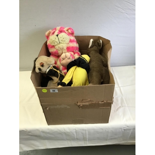 49 - BOX OF SOFT TOYS TO INCLUDE BAGPUSS ETC