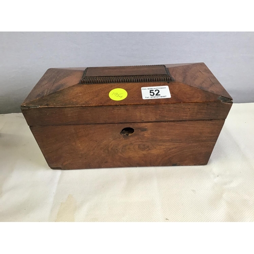 52 - VINTAGE OAK STOOL & VICTORIAN TEA CADDY A/F