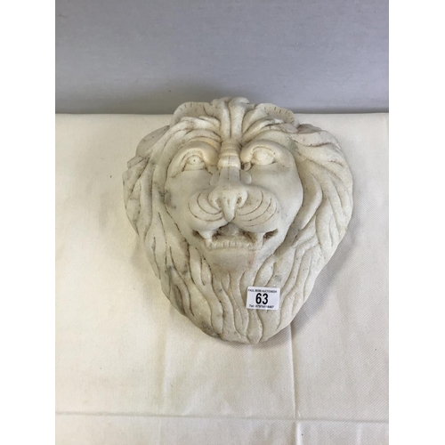 63 - CARVED MARBLE LIONS HEAD WALL PLAQUE