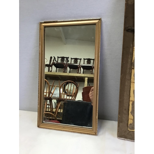 67 - LARGE GILT FRAMED BEVEL EDGED HALL MIRROR - 42