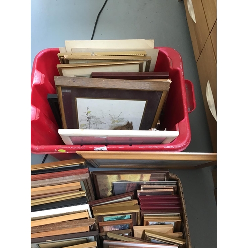 69 - BOX AND CRATE OF PICTURES