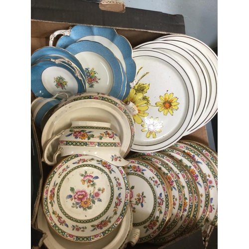 72 - 3 BOXES OF VICTORIAN CHINA TO INCLUDE WILLOW PATTERN MEAT PLATES, JUG & BOWLS ETC