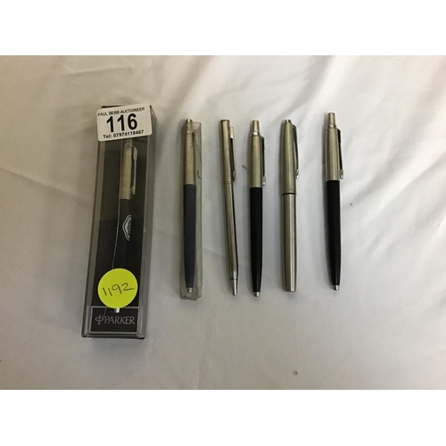 116 - QTY OF PARKER PENS ETC