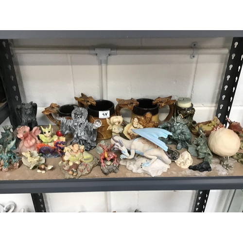 98 - COLLECTION OF DRAGON RELATED ORNAMENTS & TANKARDS