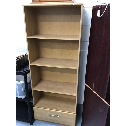 142 - MODERN BOOKCASE WITH DRAWER TO BASE - 28