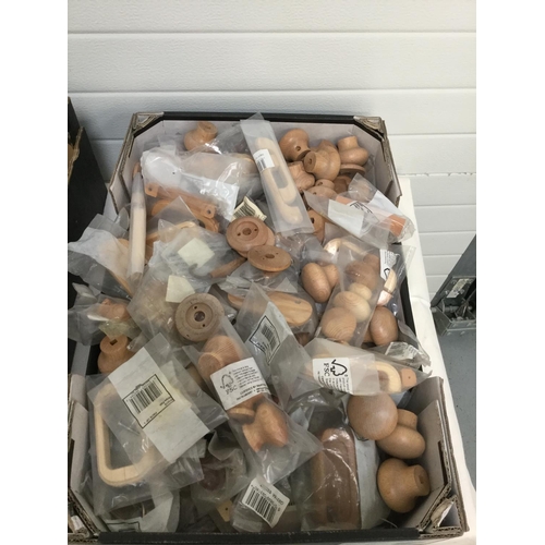 169 - 2 BOXES OF WOODEN DOOR KNOBS ETC