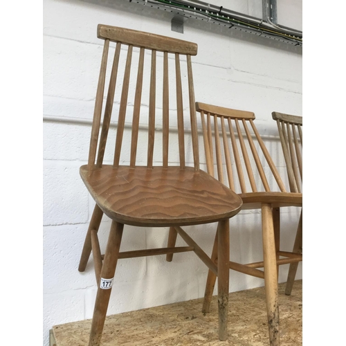 177 - SET OF 6 BEECH KITCHEN CHAIRS A/F