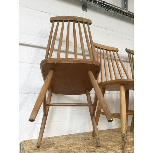 177 - SET OF 6 BEECH KITCHEN CHAIRS A/F