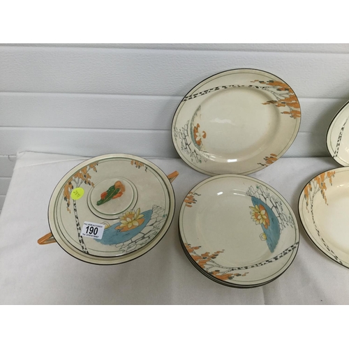 190 - ART DECO LILLY POND PART DINNER SERVICE ETC