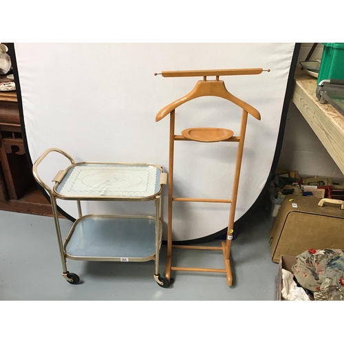 205 - RETRO TWO TIER TEA TROLLEY & GENTS BUTLERS STAND