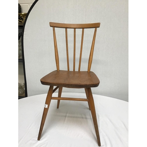 215 - 3 PAINTED DANISH CHAIRS & 3 ERCOL STRETCHERED CHAIRS