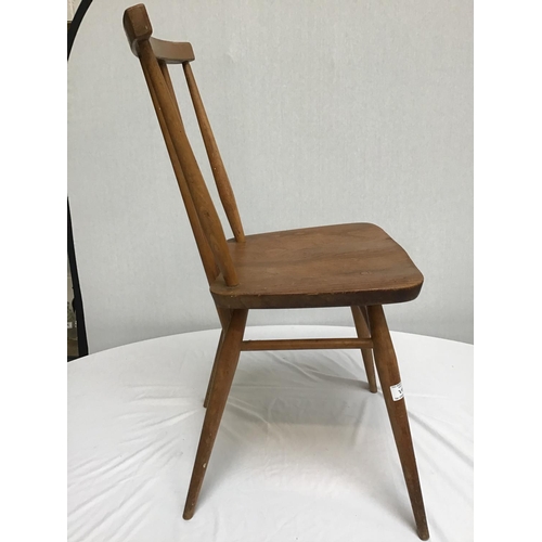 215 - 3 PAINTED DANISH CHAIRS & 3 ERCOL STRETCHERED CHAIRS