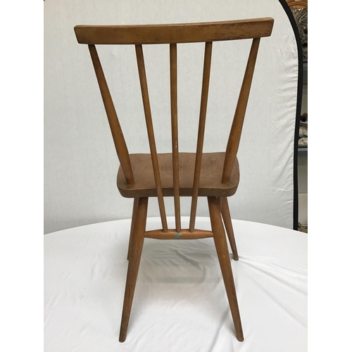 215 - 3 PAINTED DANISH CHAIRS & 3 ERCOL STRETCHERED CHAIRS