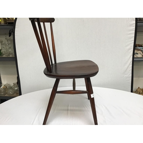 215 - 3 PAINTED DANISH CHAIRS & 3 ERCOL STRETCHERED CHAIRS