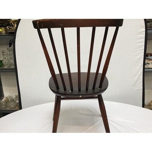 215 - 3 PAINTED DANISH CHAIRS & 3 ERCOL STRETCHERED CHAIRS