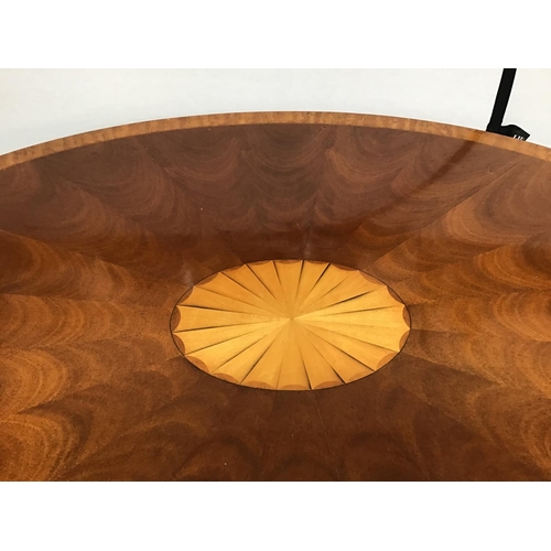 219 - REPRODUCTION INLAID OVAL PEDESTAL DINING TABLE A/F - 66