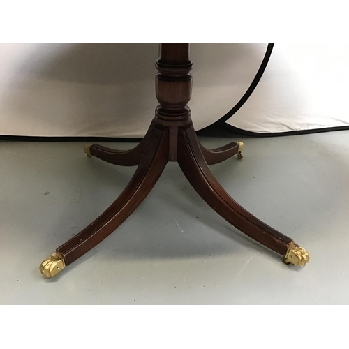 219 - REPRODUCTION INLAID OVAL PEDESTAL DINING TABLE A/F - 66